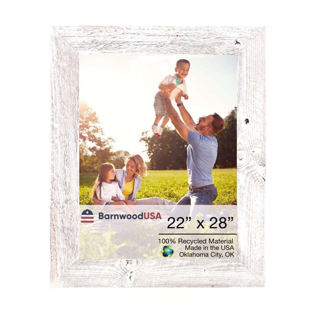 Rustic Farmhouse 22 in. x 28 in. Reclaimed Wood Picture Frame